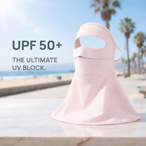 UPF50+ Full Face Sun Mask for Women, Breathable UV Protection with Neck Coverage & Adjustable Strap in Saudi Arabia