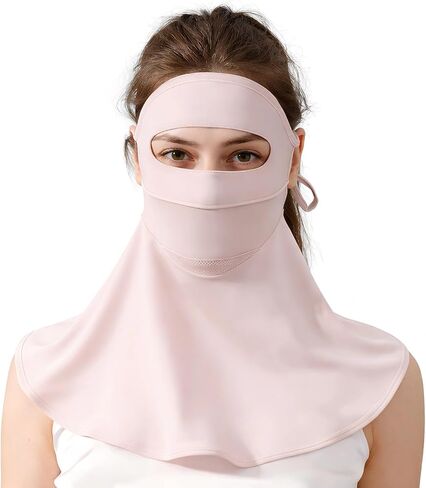UPF50+ Full Face Sun Mask for Women, Breathable UV Protection with Neck Coverage & Adjustable Strap in Saudi Arabia