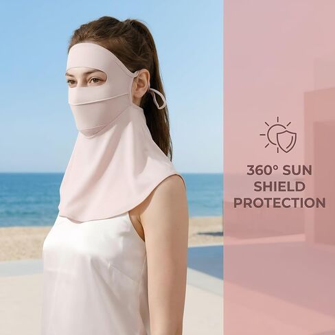 UPF50+ Full Face Sun Mask for Women, Breathable UV Protection with Neck Coverage & Adjustable Strap in Saudi Arabia