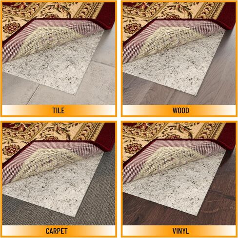 Ottomanson Non Slip Rug Pad Grip 3x18 1/8 Thick, Protection for Any Flooring Surface, Keep Your Runner Rug and Area Rugs in Place, 2'7" x 18', Beige in Kuwait