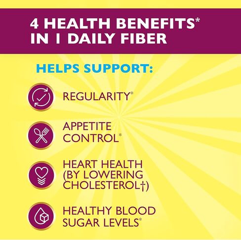 Metamucil 4in1 Lemonade Flavored Fiber Supplement Powder, Fiber Powder for Promote Digestive Health and Regularity*, Sugar-Free, Naturally Sourced Psyllium Fiber, 180 teaspoons in Kuwait