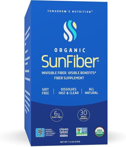 Tomorrow's Nutrition - Organic Sunfiber Stick Packs - Prebiotic Fiber Supplement for Digestive Health and Regularity - Low FODMAP & Gluten-Free - 30 Packets in Saudi Arabia