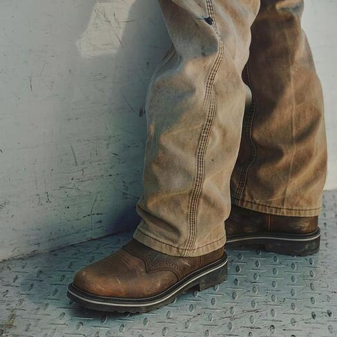 Men's Steel Toe Work Boots Waterproof Square Toe Cowboy Boots Comfortable Western Safety Boot with Full-Grain Leather Oil Slip Resistant for Construction Farming in Saudi Arabia