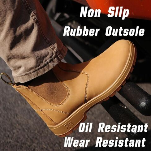 ROCKROOSTER Chelsea Boots for Men, 6" Soft Toe Slip On Non-Slip Rubber Outsole, Medium Bottom Width EH Leather Boot(AD100) in Kuwait
