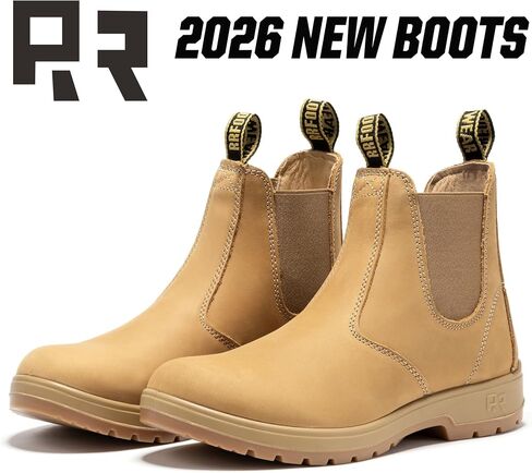ROCKROOSTER Chelsea Boots for Men, 6" Soft Toe Slip On Non-Slip Rubber Outsole, Medium Bottom Width EH Leather Boot(AD100) in Kuwait