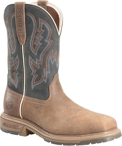 DOUBLE-H Mens 11" Safety Toe Roper Western-Boot, Durable Leather Work Boots, Slip-Resistant, Steel Toe Protection in Kuwait