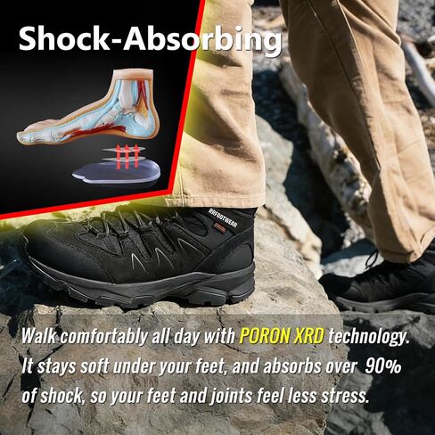 ROCKROOSTER Mens Waterproof Steel Toe Safety Work Boots with Casual Style Lightweight Comfort, 6 Inch Industrial Sneaker Boots AH001BK-Black, AH001BR-Brown in Kuwait