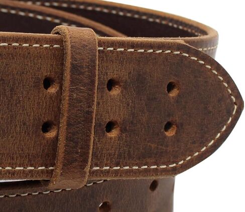 Construction Grade, Two Prong, Heavy Duty, Full Grain Leather Belt, 2" Wide, Made in USA in Saudi Arabia