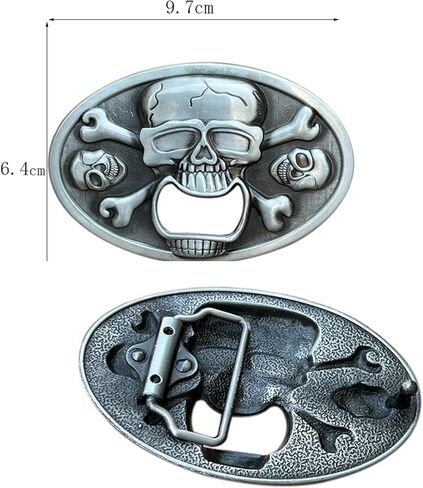 Pirate Skull Belt Buckle with Bottle Opener for Men, Western Cowboy Biker Gothic Punk Skeleton Crossbones Belt Buckle in Kuwait