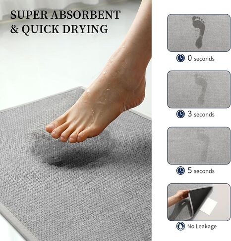 YIHOUSE Gray Bathroom Rugs Sets 3 Piece, Quick Dry Thin Bath Mat with Toilet Rug, Non Slip Absorbent Machine Washable, Bath Runner Rugs for Bathtub Sink Home Decor in Kuwait