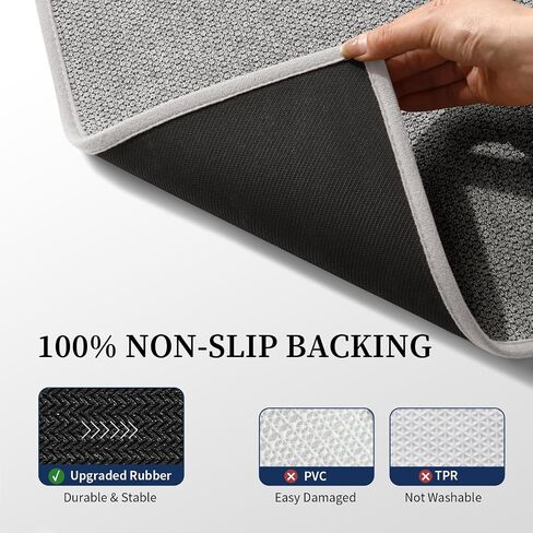 YIHOUSE Gray Bathroom Rugs Sets 3 Piece, Quick Dry Thin Bath Mat with Toilet Rug, Non Slip Absorbent Machine Washable, Bath Runner Rugs for Bathtub Sink Home Decor in Kuwait