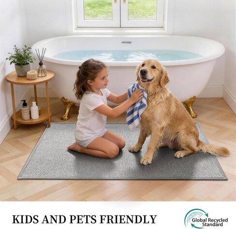 YIHOUSE Gray Bathroom Rugs Sets 3 Piece, Quick Dry Thin Bath Mat with Toilet Rug, Non Slip Absorbent Machine Washable, Bath Runner Rugs for Bathtub Sink Home Decor in Kuwait