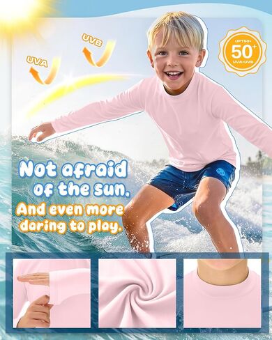 5 Pack Boys Rash Guard Upf50+ Swim Shirts Kids Mock Neck Long Sleeve Tops SPF Water Shirts for Beach Surf 5-14 Y in Kuwait