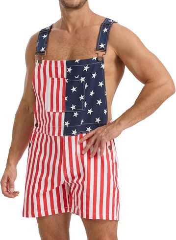 WORK IDEA Men's American Flag Overall Shorts - 250th Anniversary Patriotic USA Stretch Cotton 4th of July in Saudi Arabia