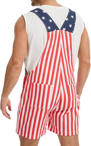 WORK IDEA Men's American Flag Overall Shorts - 250th Anniversary Patriotic USA Stretch Cotton 4th of July in Saudi Arabia