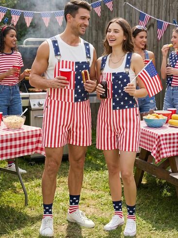WORK IDEA Men's American Flag Overall Shorts - 250th Anniversary Patriotic USA Stretch Cotton 4th of July in Saudi Arabia