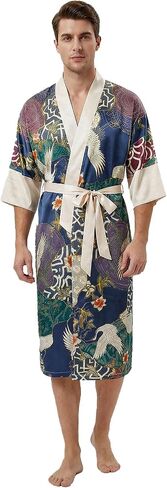 Men's Silk Satin Robes Kimono Bathrobe Lightweight Soft Sleepwear Floral Silk Pajamas Loungewear Spa for Men Women in Saudi Arabia
