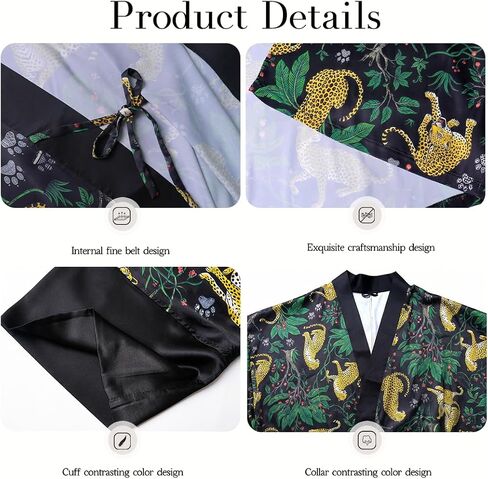 Men's Silk Satin Robes Kimono Bathrobe Lightweight Soft Sleepwear Floral Silk Pajamas Loungewear Spa for Men Women in Saudi Arabia