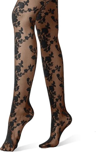 LABELLA Mesh Floral Patterned Pantyhose，Sheer & Breathable Pantyhose for Women,All-Day Wide Comfort Waistband in Saudi Arabia