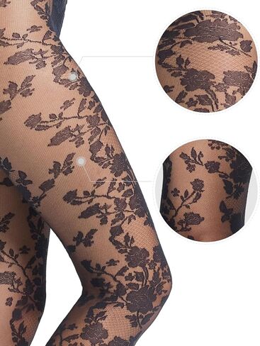 LABELLA Mesh Floral Patterned Pantyhose，Sheer & Breathable Pantyhose for Women,All-Day Wide Comfort Waistband in Saudi Arabia