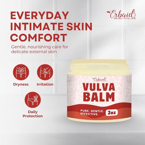 Vulva Balm – Vaginal Moisturizer for Women with Vaginal Dryness & Sensitive Skin – Natural Fragrance-Free Feminine Intimate Skin Care – Menopause & Postpartum Support – External Use Only, Made in USA in Kuwait