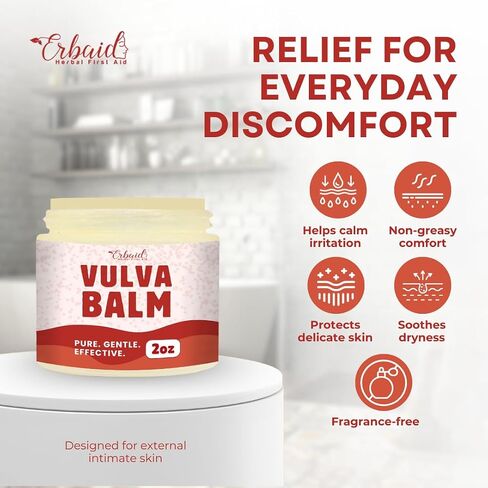Vulva Balm – Vaginal Moisturizer for Women with Vaginal Dryness & Sensitive Skin – Natural Fragrance-Free Feminine Intimate Skin Care – Menopause & Postpartum Support – External Use Only, Made in USA in Kuwait