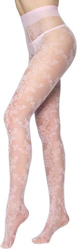 LABELLA Mesh Floral Patterned Pantyhose，Sheer & Breathable Pantyhose for Women,All-Day Wide Comfort Waistband in Saudi Arabia