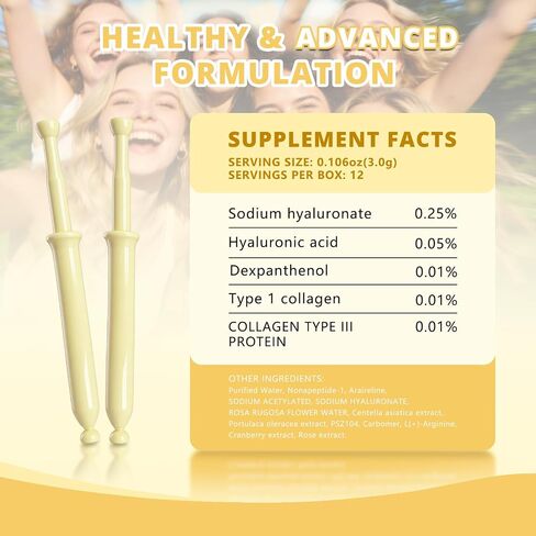 Vaginal Moisturizer Gel for Women with 12mg Hyaluronic Acid, 12 Count | Collagen & B5, Plant Extracts, Hormone-Free, Water-Based, Gentle Non-Irritating, pH Balanced, Long-Lasting 72-Hour Hydration in Kuwait