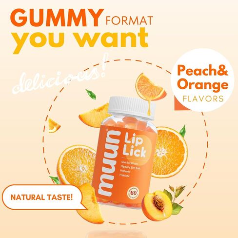 Muun Intimate Moisture Gummy with Slippery Elm Bark, Omega 6, 7, 9 & 3 Billion CFUs Probiotic, Prebiotic- Estrogen Free, Hormone Free for Feminine Care in Kuwait