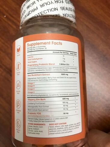 Muun Intimate Moisture Gummy with Slippery Elm Bark, Omega 6, 7, 9 & 3 Billion CFUs Probiotic, Prebiotic- Estrogen Free, Hormone Free for Feminine Care in Kuwait