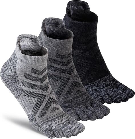 Merino Wool Toe Socks,Enhanced Breathability,Thick Cushion Warm Hiking Five Finger Ankle Socks Men Women,3 Pairs in Kuwait