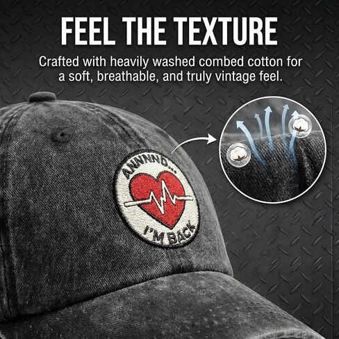 Annnnd…I’m Back Heart Attack Survivor Hats,Recovery Gifts for Women Men,Embroidered Vintage Washed Baseball Cap in Saudi Arabia