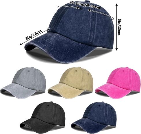 Rbenxia 5 Packs Vintage Washed Plain Baseball Cap, Retro Adjustable Cotton Unisex Hat, Unconstructed Golf Cap for Men Women in Kuwait