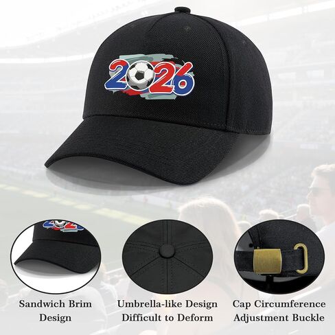 USA, CAN, MEX 2026 World Soccer Fans Hat,Black Soccer Hat - Adjustable Baseball Cap Gifts Accessories for Men and Women, for Games & Daily in Saudi Arabia