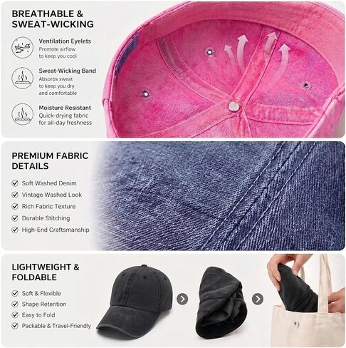 Washed Vintage Dad Hat, Adjustable Unisex Baseball Cap for Daily Use in Kuwait