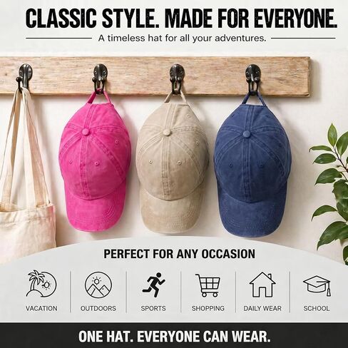 Washed Vintage Dad Hat, Adjustable Unisex Baseball Cap for Daily Use in Kuwait