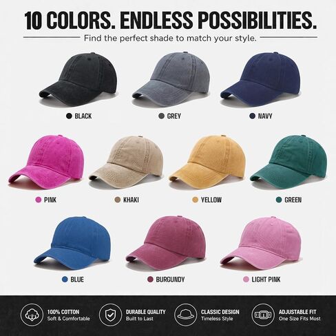 Washed Vintage Dad Hat, Adjustable Unisex Baseball Cap for Daily Use in Kuwait