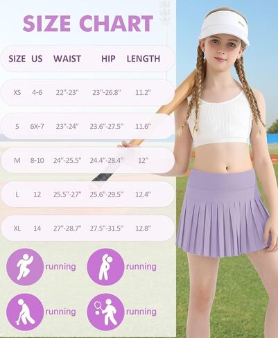 DOCUMO Pleated Skirts for Girls with Pocket Shorts Girls Athletic Golf Tennis Skorts Hight Waisted Skirts for Running Casual in Saudi Arabia