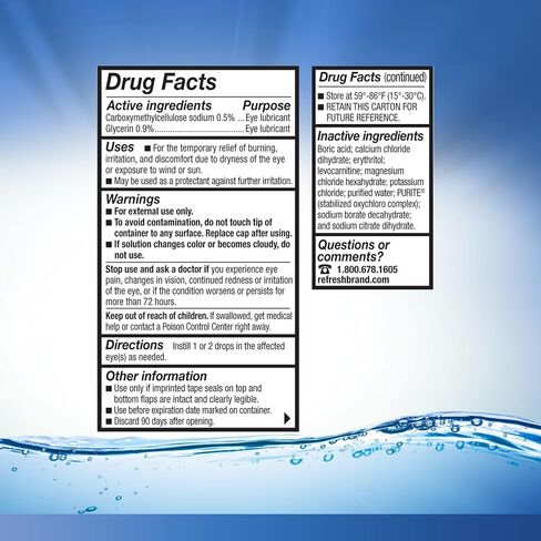 REFRESH OPTIVE Lubricant Eye Drops Artificial Tears, 0.5 fl oz (15 mL) in Kuwait