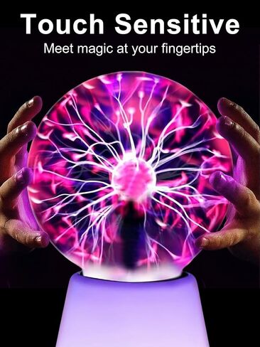 Plasma Ball Lamp Interactive Plasma Globe USB Powered 7 Color Light Bright Touch Mood Lighting Lightning Ball Cool Night Light Room Decor Lamp for Christmas Stocking Stuffers Party Gifts in Saudi Arabia