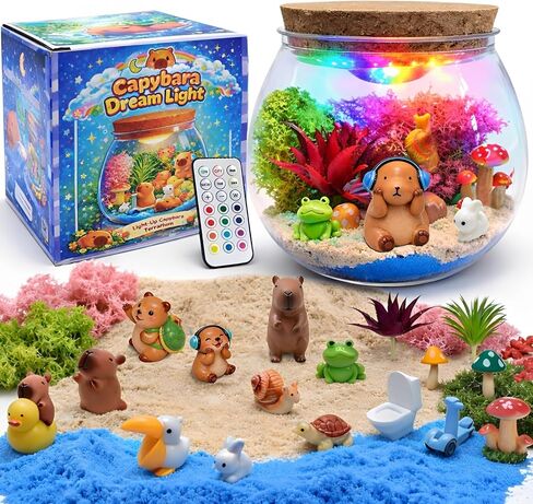 Capybara Gifts for Girls & Boys – DIY Glow Jar Toy with LED – Cute Capybara Night Light Arts and Crafts for Kids Ages 4 5 6 7 8-12 Year Old – Great Room Decor, Birthday Decorations & Easter Gifts in Saudi Arabia