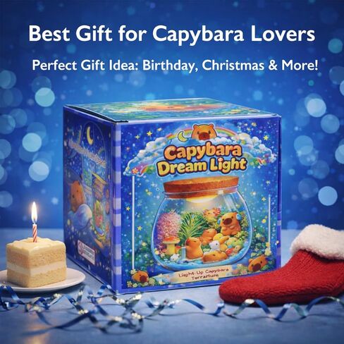 Capybara Gifts for Girls & Boys – DIY Glow Jar Toy with LED – Cute Capybara Night Light Arts and Crafts for Kids Ages 4 5 6 7 8-12 Year Old – Great Room Decor, Birthday Decorations & Easter Gifts in Saudi Arabia