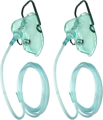 Oxygen Mask, Pediatrics Oxygen Mask with 7feet Length 6mm Oxygen Tube and Adjustable Elastic Strap, DEHP-Free and Latex-Free Materials, 2 Pack (Green,for Children) in Kuwait