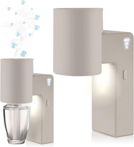ROSSEX 2 Pcs Wall Fragrance Plug in with Night Light Compatible with Bath and Body Works Wallflowers, with 4-Speed Adjustable Fragrance Essential Oil Diffuser for Home, Khaki in Kuwait