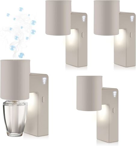 ROSSEX 2 Pcs Wall Fragrance Plug in with Night Light Compatible with Bath and Body Works Wallflowers, with 4-Speed Adjustable Fragrance Essential Oil Diffuser for Home, Khaki in Kuwait