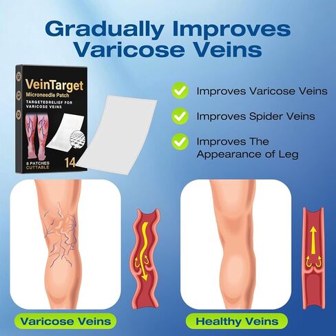 Vein Ease Microdarts Care Patches 2 Hours Fast Acting Leg Vein Care Patch Soothe Leg Swelling & Fatigue Improve Blood Circulation Varicose Veins Relief Patch for All Men Women All Skin Types in Saudi Arabia