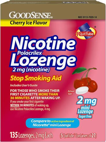Mini Nicotine Polacrilex Lozenge, 2 mg (Nicotine), Stop Smoking Aid, Cherry Ice Flavor in Kuwait