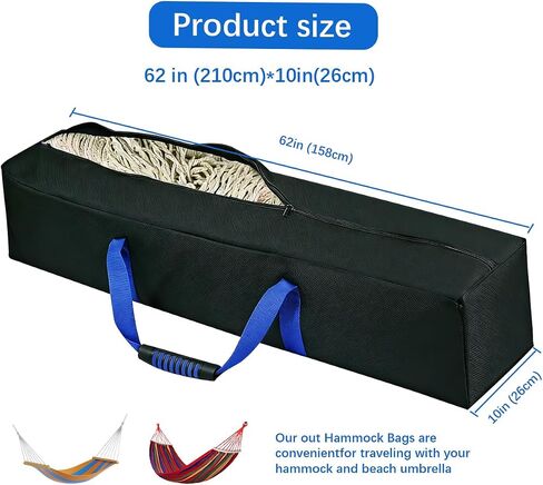 Hammock Storage Bag Heavy Duty Waterproof, 62''L x 10''W", Portable Steel Hammock Stand Carrying Bag with Zipper Closure, Black in Saudi Arabia