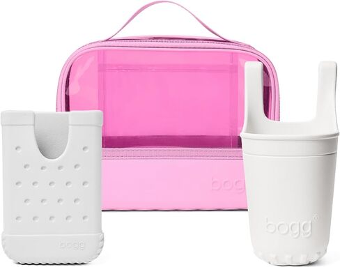 BOGG BAG Bundle – Boggs N’ Ends Travel Organizer (Pink Taffy) + Bevy Beverage Holder (White) + Call Me Phone Holder (White) – Durable, Washable, Tip-proof – Beach, Pool, Boat, Work, Sports in Kuwait