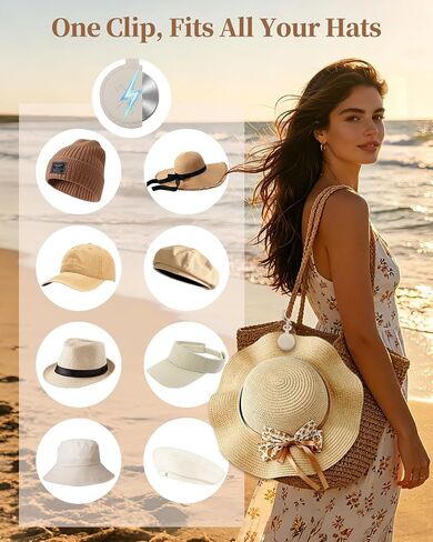 Magnetic Hat Clip for Travel on Bag, Soft Silicone Hat Holder with Adjustable Strap, Strong Magnet for Beach Hats & Straw Hats, Portable Vacation Outdoor Essentials, Light Coffee in Saudi Arabia